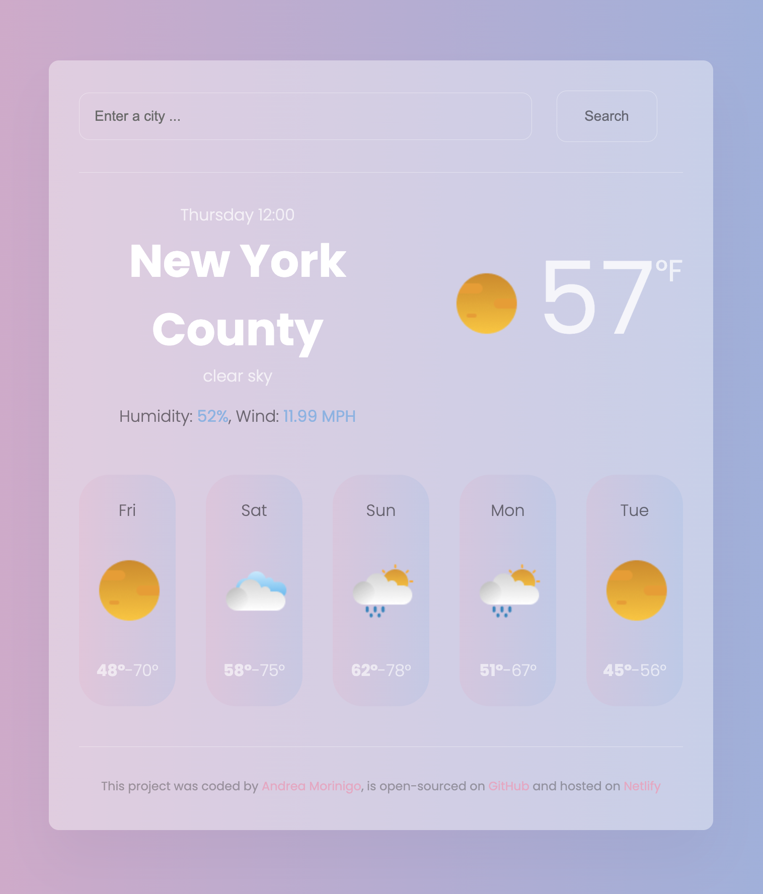 Weather App project preview