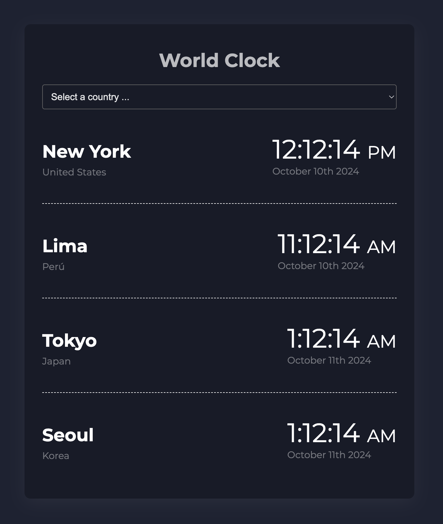 World Clock project preview